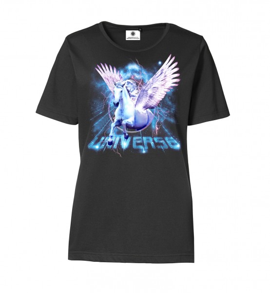 Bedrucktes Damen T-Shirt mit Motiv Unicorn Universe
