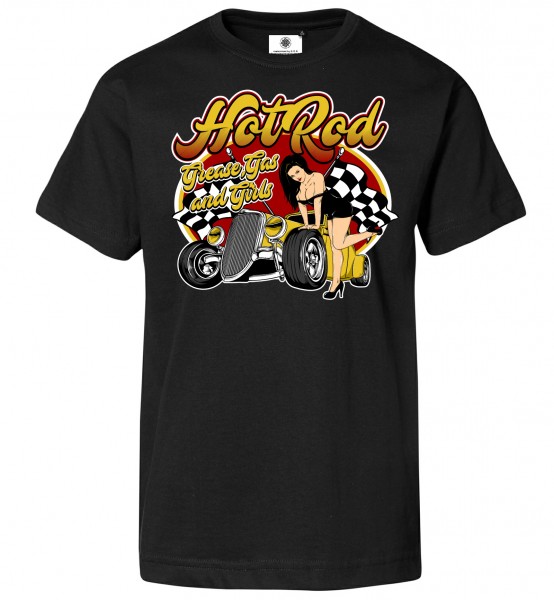 Bedrucktes Herren Hot Rod T-Shirt Grease, Gas and Girls