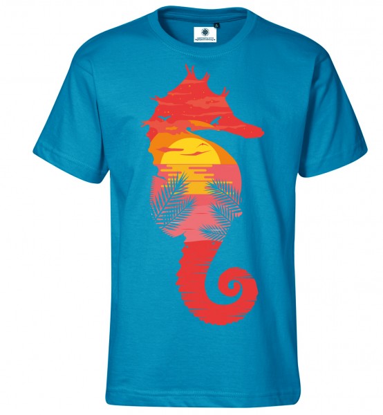 Bedrucktes Herren Sommer Strand T-Shirt Sea Horse