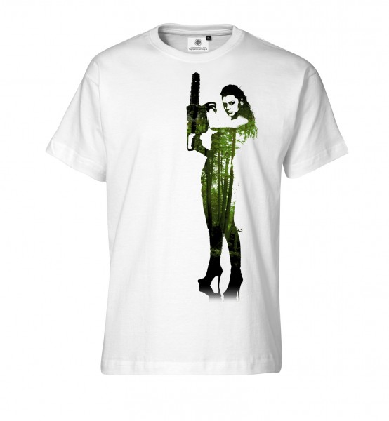 Bedrucktes Herren Horror T-Shirt Chainsaw Lady