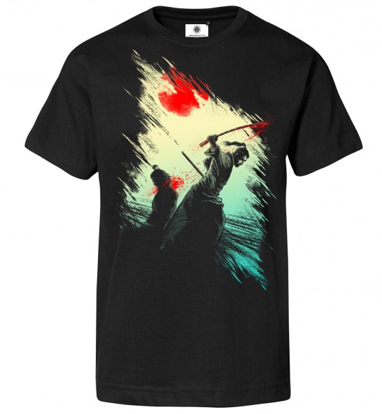 Bedrucktes Herren Schwertkampf Samurai T-Shirt The Finale