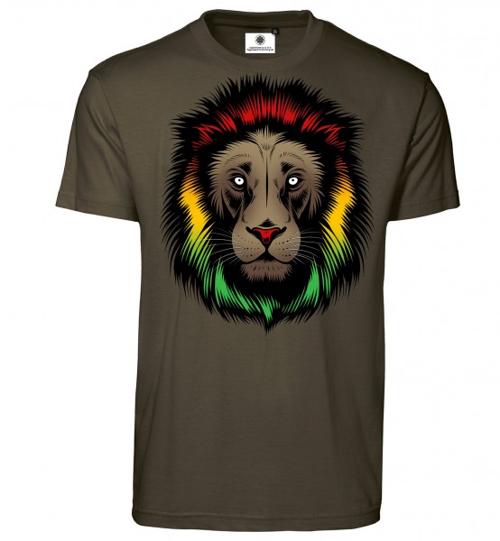 Bedrucktes Herren Rasta Afrika T-Shirt Lion Head