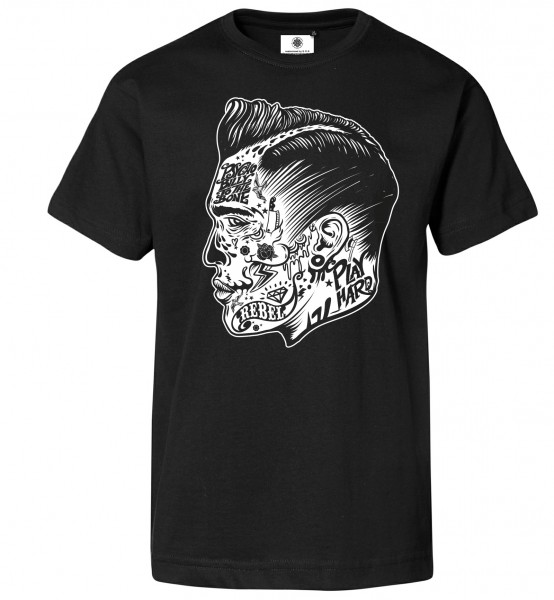 Bedrucktes Herren Oldschool T-Shirt Psychobilly Face Tattoo