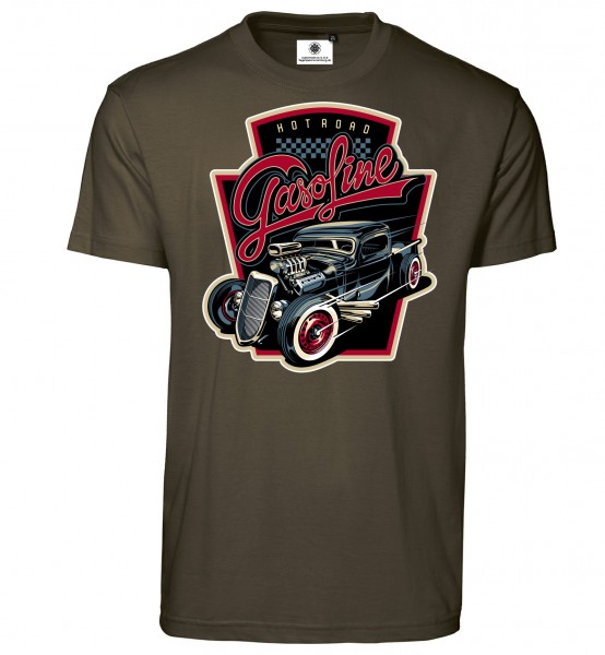 Bedrucktes Herren Hot Rod T-Shirt Hot Road Gasoline