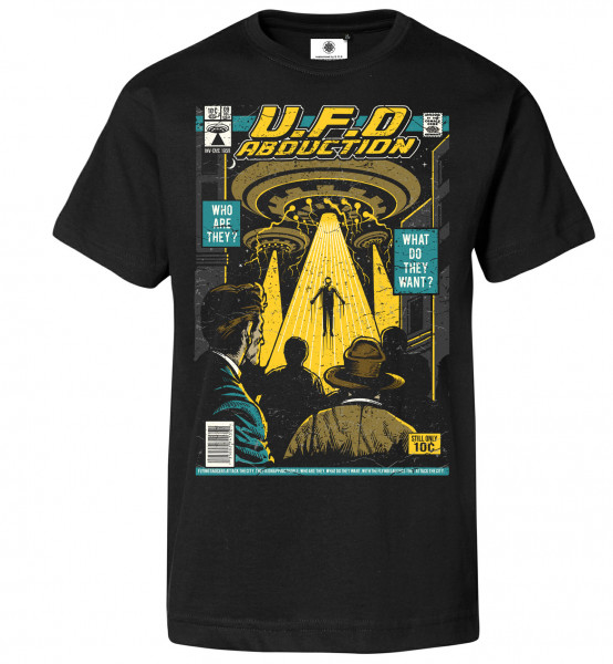 Bedrucktes Herren Science Fiction T-Shirt UFO Abduction