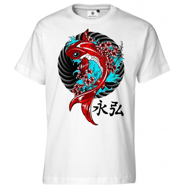 Bedrucktes Herren Japan Asien T-Shirt Koi