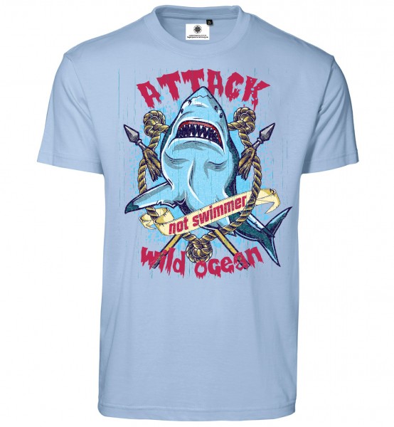 Bedrucktes Herren Surfer T-Shirt Shark Attack