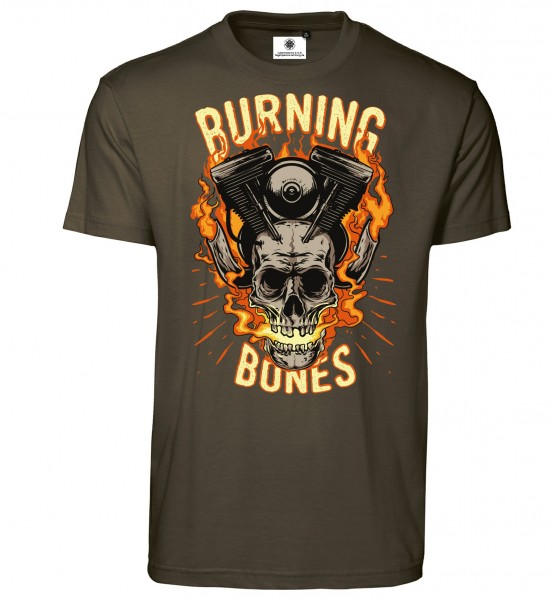 Bedrucktes Herren Biker T-Shirt Burning Bones